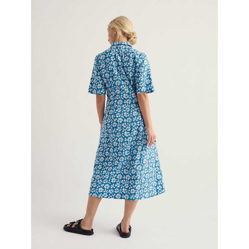 Seasalt Cornwall Wild Liquorice Dress Bold Cornflower Sailboats image number 1